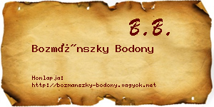 Bozmánszky Bodony névjegykártya